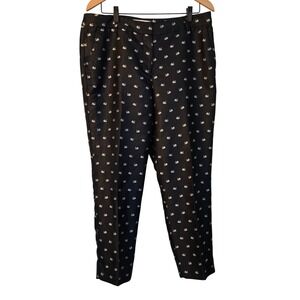 Talbots RSVP Black Swan Print Cropped Pants Women's Size 12